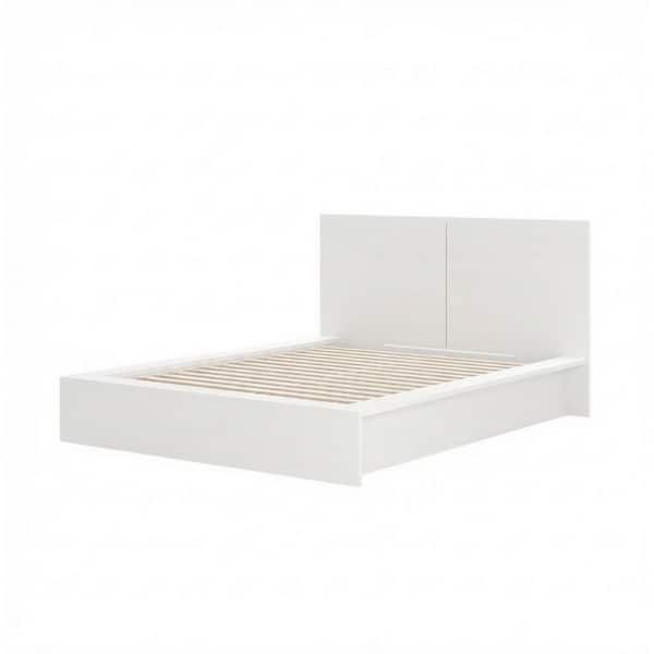 James White Wood Frame Queen Size Platform Bed with Headboard
