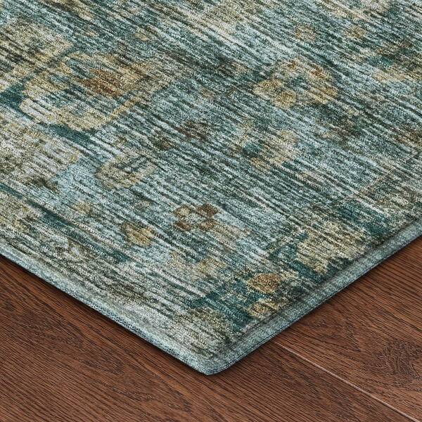 Mayfield Premium Machine Washable Abstract AMF2429 Teal 9 ft. x 12 ft. Area Rug