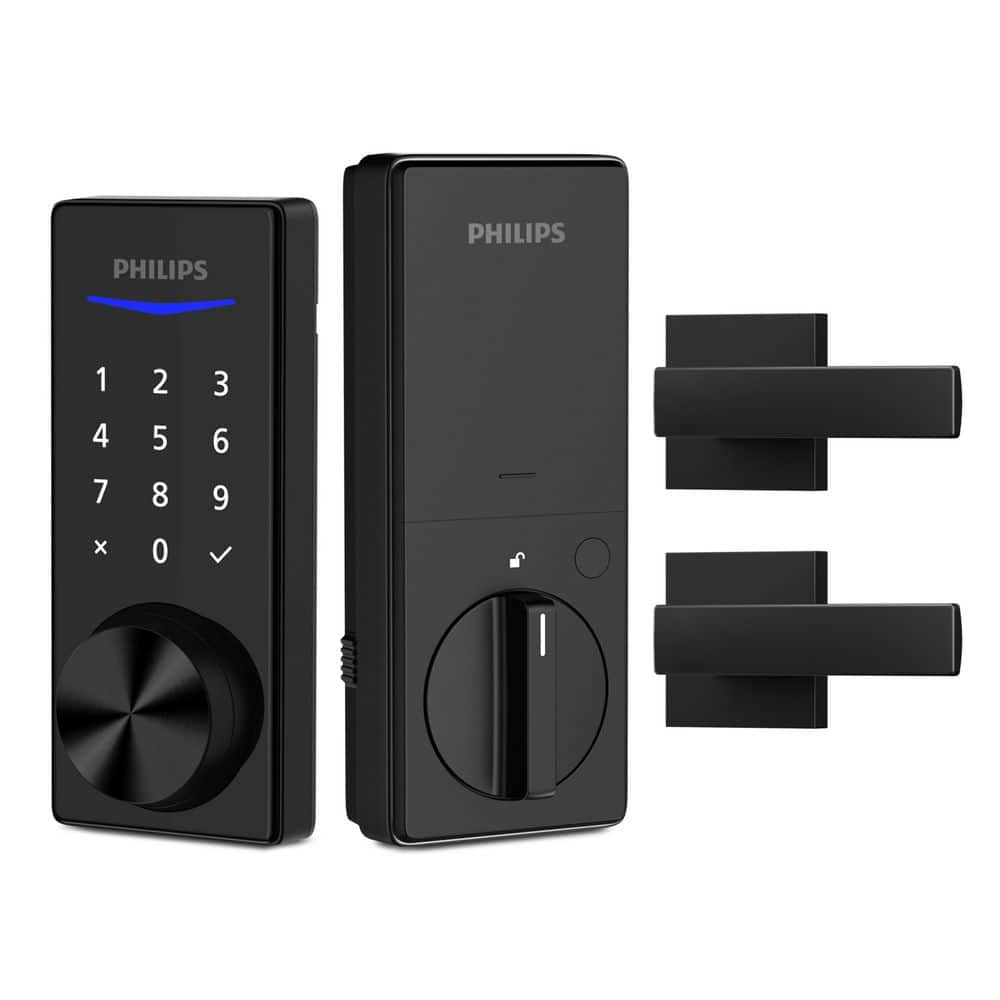 Bluetooth Touchscreen Smart Deadbolt with Square Lever Door Handle Set – Matte Black price history on PriceWatchPro