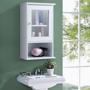 14 in. W Wall Mounted Bathroom Wall Cabinet Storage Organize Hanging Medicine Adjustable Shelf White