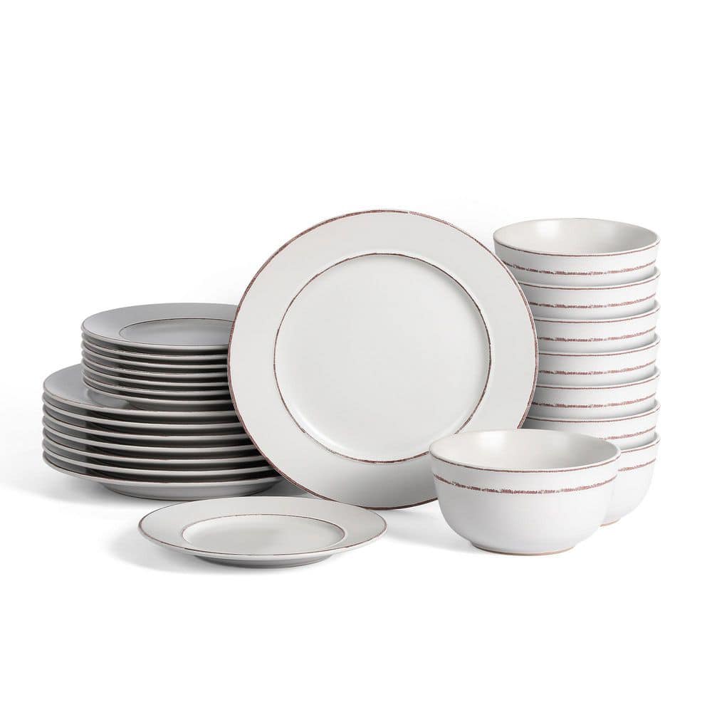 Hazel 24-Piece Grey Stoneware Full Set(Service for 8)