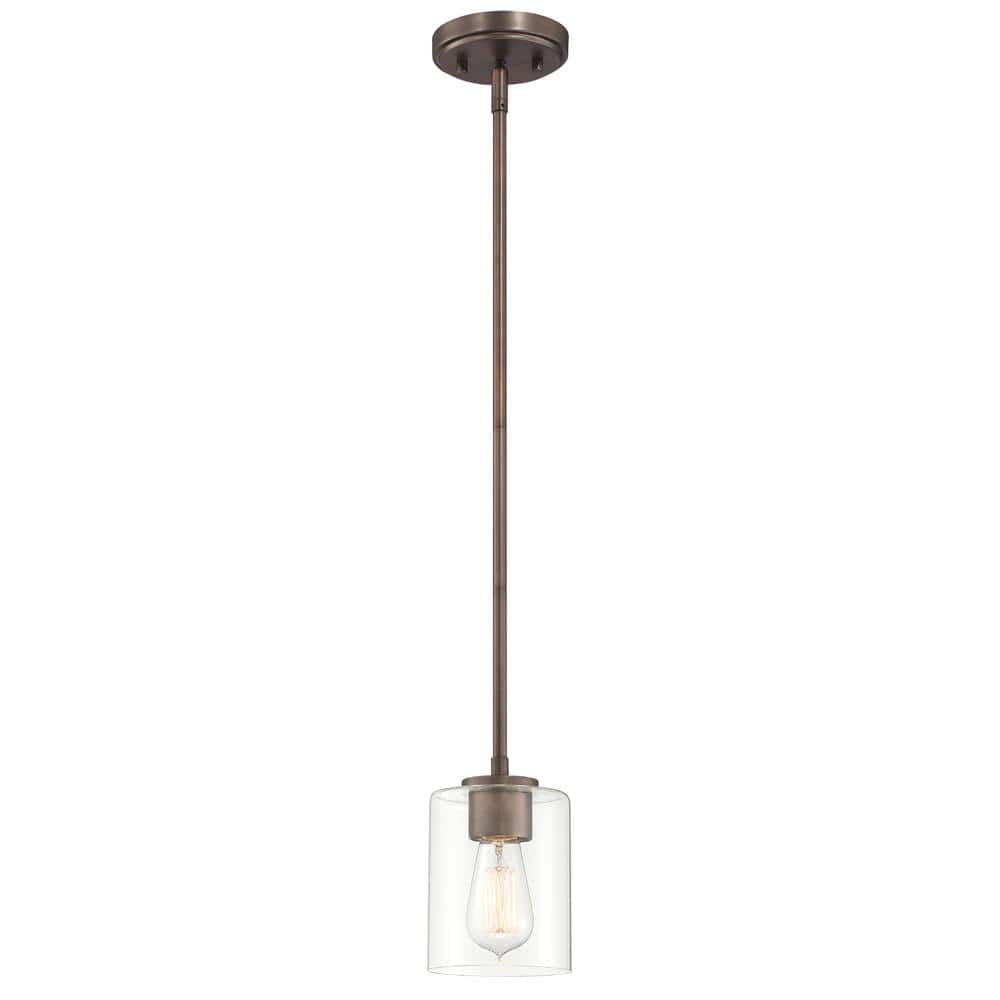 Liam Bronze Mini Pendant with Clear Glass Shade