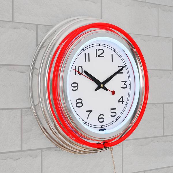 Trademark 3 in. x 14 in. Red Double Ring Neon Clock 99 Trademark 3 in. x 14 in. Red Double Ring Neon Clock 99