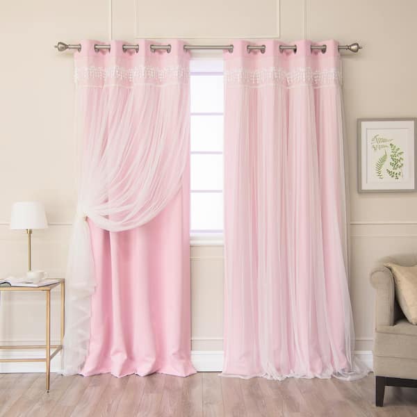 Best Home Fashion New Pink Solid Grommet Room Darkening Curtain