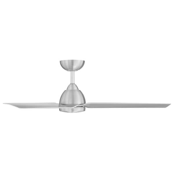 Clean 52 in. Indoor/Outdoor Brushed Aluminum 3-Blade Smart Compatible Ceiling Fan with Remote Control