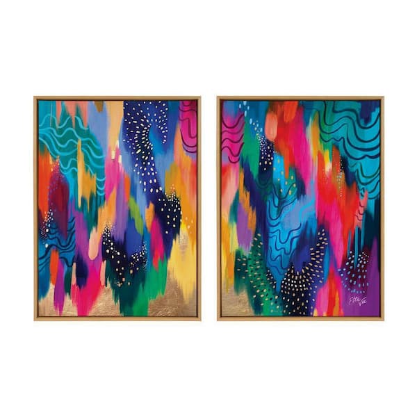 Kate and Laurel Sylvie "EV Brushstroke 128 Left and Right" by Jessi Raulet of Ettavee 2 Piece Framed Art Print 28 in. x 38 in.