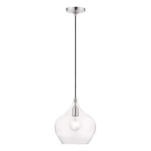 Aldrich 1-Light Brushed Nickel Pendant with Clear Glass Shade