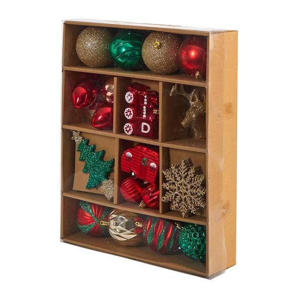 Holiday Deluxe 3.5 in. Multicolor Shatterproof Assorted Ornaments (25-Pack)