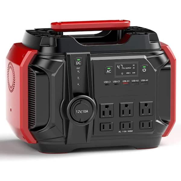 Ahfiwaso Portable Power Station with 6-AC Outlet 110-Volt abd USB Port for Outdoor RV/Van Camping Fishing in Red