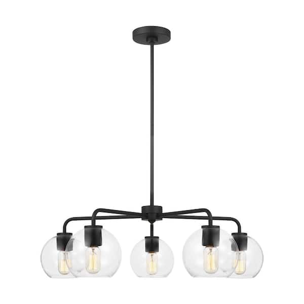 Generation Lighting Orley 5-Light Midnight Black Transitional Indoor Dimmable Chandelier with Clear Glass Shades