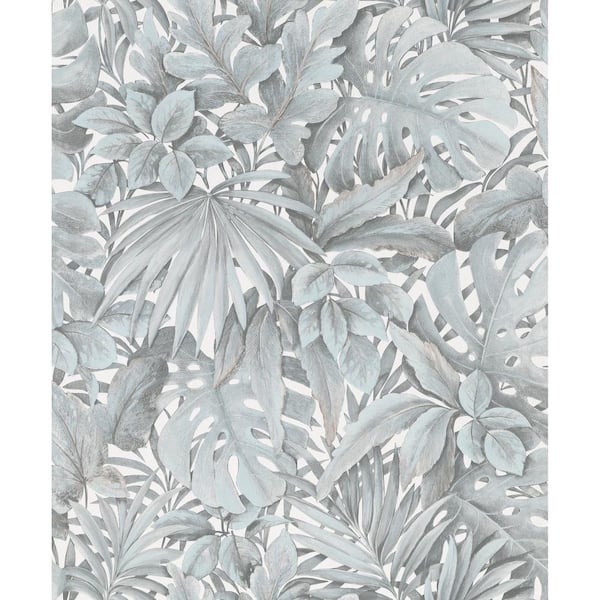 Unbranded Jungle Leaves Green/White Matte Finish Vinyl on Non-Woven Non-Pasted Wallpaper Sample