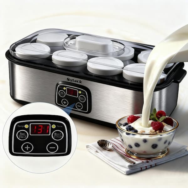 SEEUTEK Yogurt Maker Automatic 1.44 qt. Black Yogurt Maker Machine Automatic Digital Temperature Control