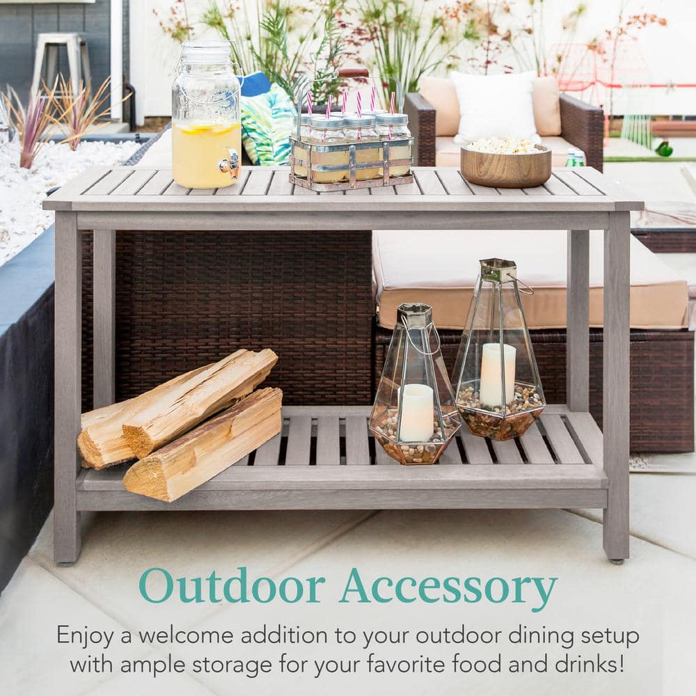 Eucalyptus 50'' Gray 2-Shelf Indoor/Outdoor Console Table with Storage