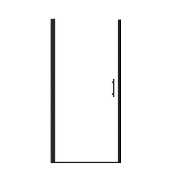 20-24 in. W x 72 in. H Pivot Semi-Frameless Shower Door in Matte Black Finish with Clear Tempered Glass
