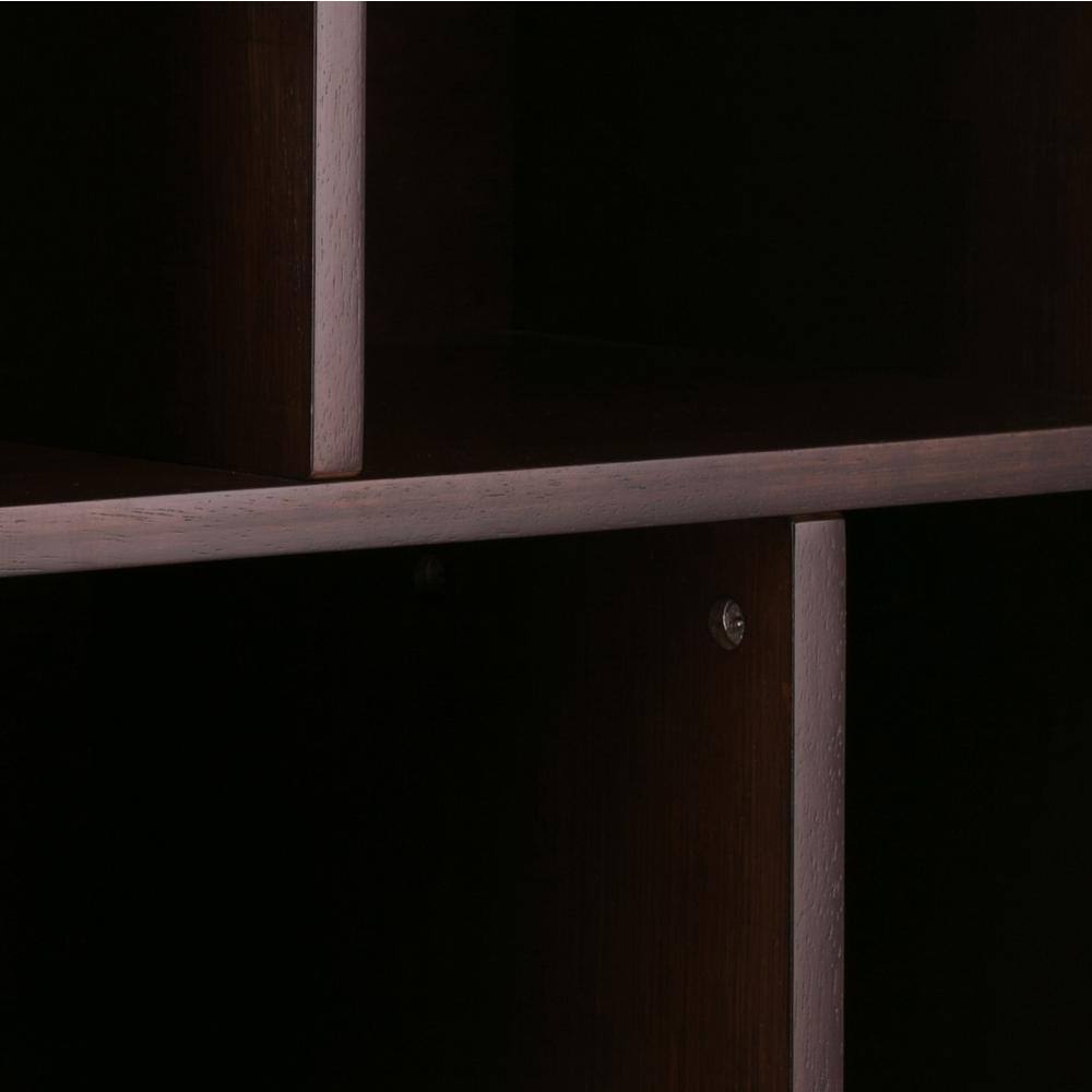 Mid-Century Modern Medium Auburn Brown Solid Wood Bookcase