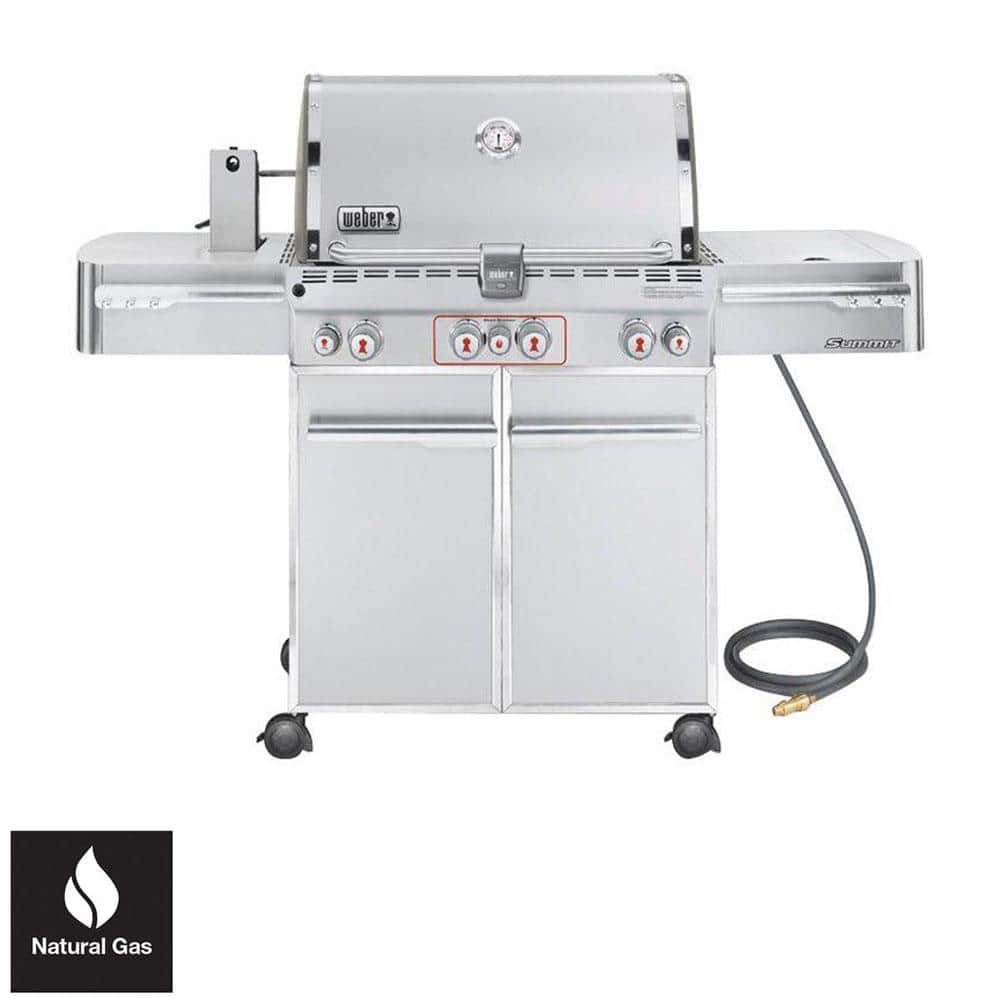 Formuler Lav et navn en gang Weber Summit S-470 4-Burner Natural Gas Grill in Stainless Steel with  Built-In Thermometer and Rotisserie 7270001 - The Home Depot