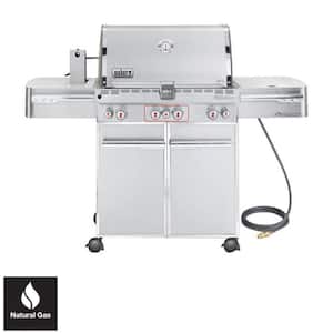 Summit S-470 4-Burner Natural Gas Grill in Stainless Steel with Built-In Thermometer and Rotisserie