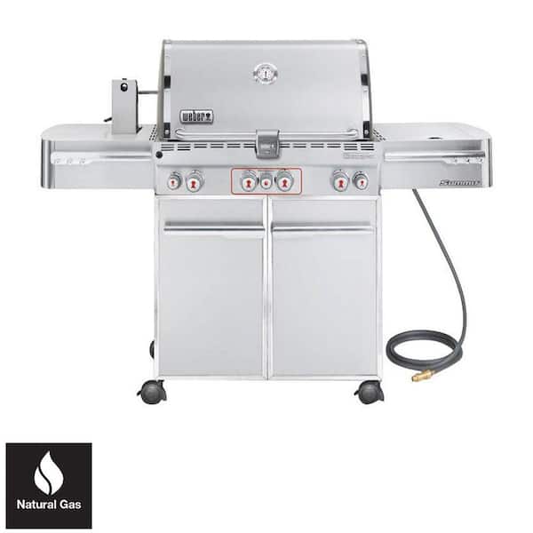 Summit S-470 4-Burner Natural Gas Grill in Stainless with Built-In Thermometer and Rotisserie 7270001 - The Home Depot