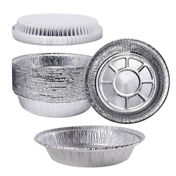 8-Cup Aluminum Round Foil Pan with Clear Lid for Baking Cooking Roasting Reheating Freezer Oven Safe 30 Pack