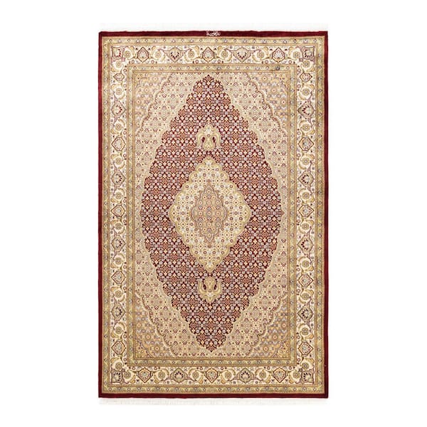 Mogul 5 ft. x 8 ft. Red Oriental Wool Indoor Area Rug