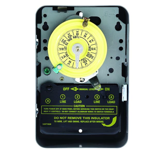 T100 Series 40 Amp 24-Hour Indoor Wall Mount Mechanical Timer with Steel Enclosure, Gray