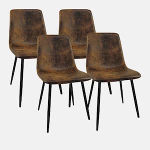 Brown Accent suedette Dining Chairs Set of 4