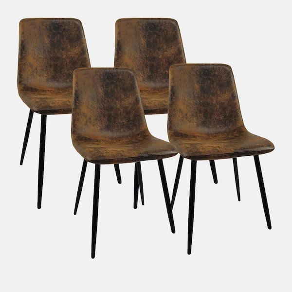wetiny Brown Accent suedette Dining Chairs (Set of) 4