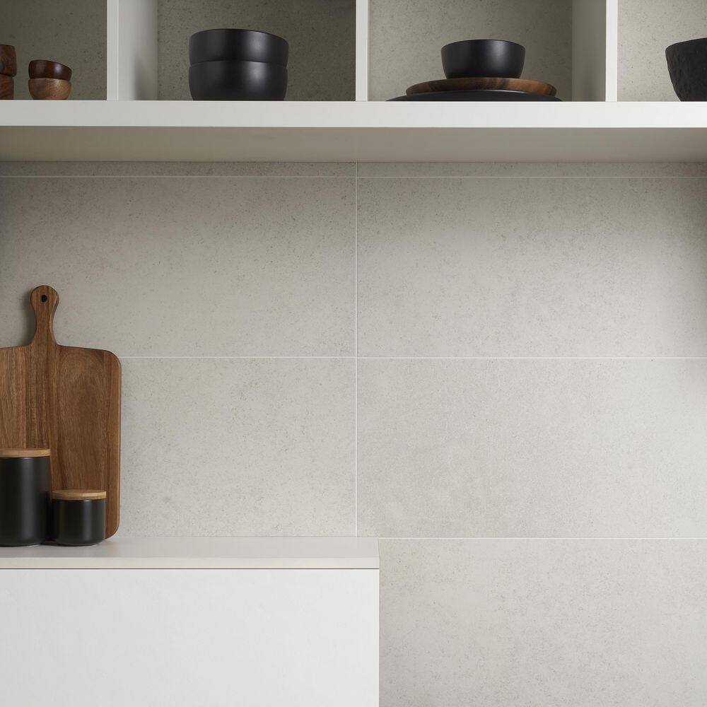Iris White Matte Porcelain Floor and Wall Tile 11.81 x 23.62 in