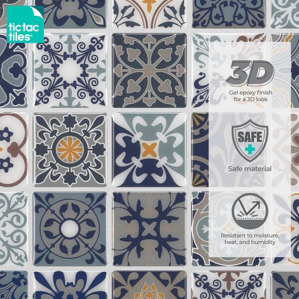 Smart Tiles Morocco Adhesive Backsplash Tiles - Resin - Blue