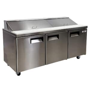 70 in. W 15.5 cu. ft. Commercial Food Prep Table Refrigerator Cooler in Stainless Steel