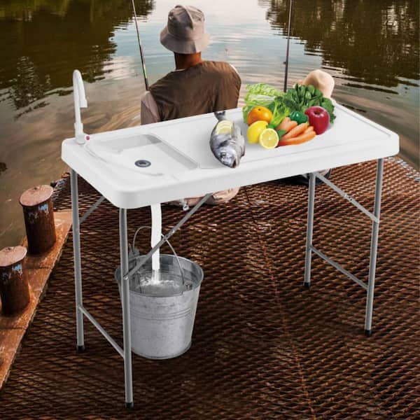 Alpulon Folding Fish Cleaning Table with Sink and Faucet ZMWV593