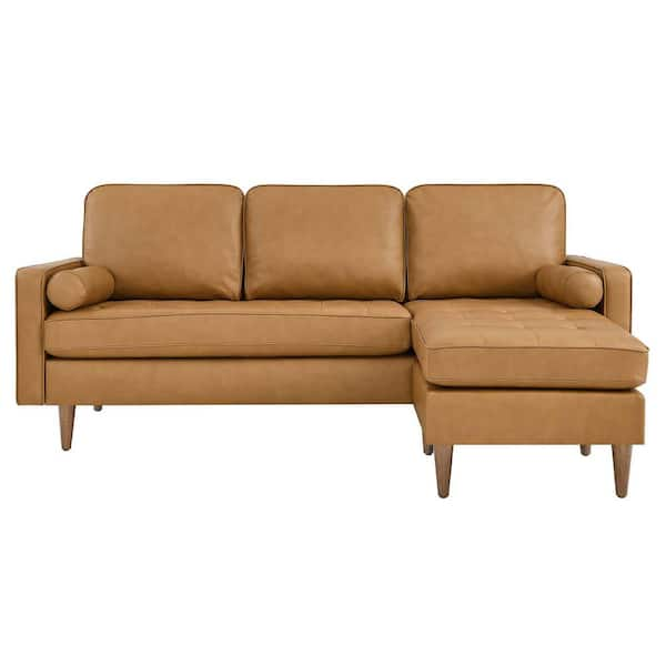 Jayden Creation Nuria 87 in. Wide Beige Leather Sofa with Removable Back Cushions