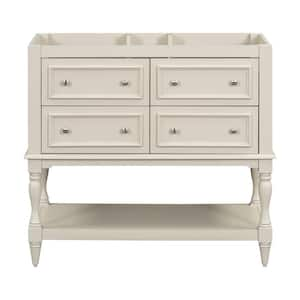 35.5 in. W x 17.87 in. D x 33 in. H Solid Wood Bath Vanity Cabinet without Top with 4 Drawers in Beige