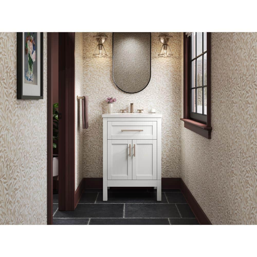 Hadron 24 Inch White Quartz Top Bathroom Vanity Set