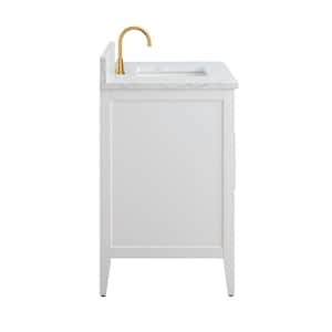 36 in. W x 22 in. D x 34 in. H Single Sink Bathroom Vanity Cabinet in White with Engineered Marble Top in White