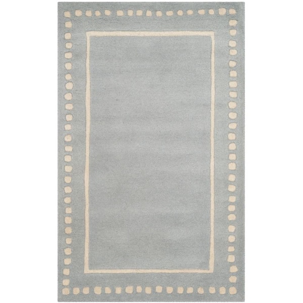 SAFAVIEH Bella Light Blue/Ivory Doormat 2 ft. x 3 ft. Dotted Border Area Rug