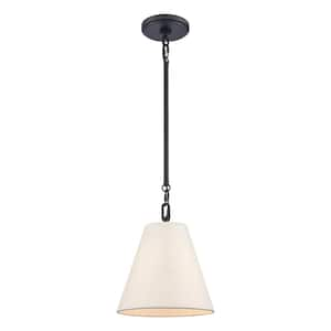 River 1-Light Matte Black Mini Pendant with Parchment Shade