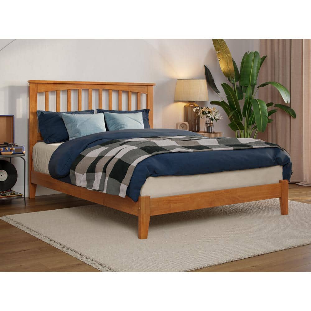 Light Toffee Full Wood Mission Platform Bed with Headboard