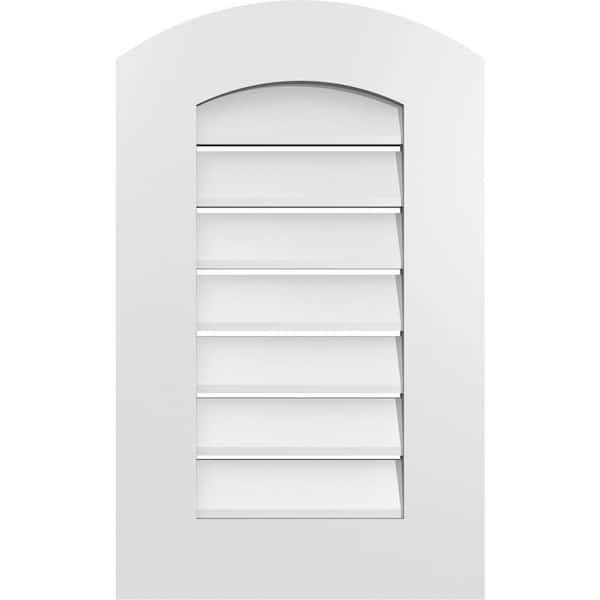 Ekena Millwork 16 in. x 24 in. Arch Top Surface Mount PVC Gable Vent: Decorative with Standard Frame