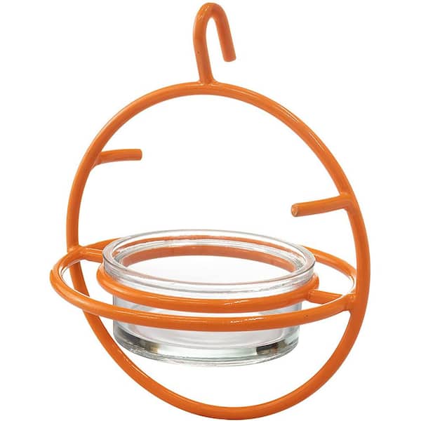 Monarch Abode Iron Oriole Orange Bird Feeder with Clear Glass Bowl