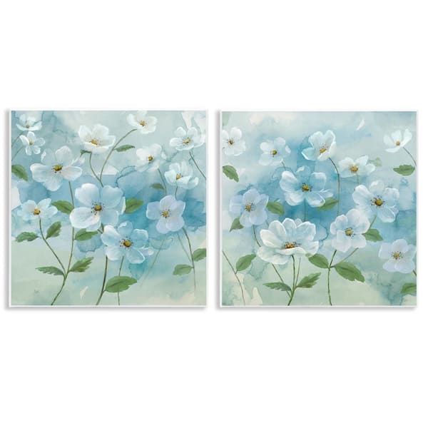 Stupell Industries Blue & White Apple Blossoms by Nan 2 Pieces Unframed Nature Graphic Art Print 12 in. x 12 in.