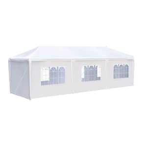 White Roof Metal Portable 9.7 ft. W x 29.4 ft. D x 8.2 ft. H Carport with 8-Removable Sidewalls