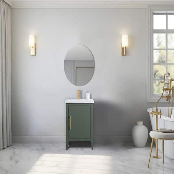 Vanity Art 20 in. W x 15.8 in D x 34 in. H Single Sink Bathroom Vanity Cabinet in Vintage Green with Ceramic Top