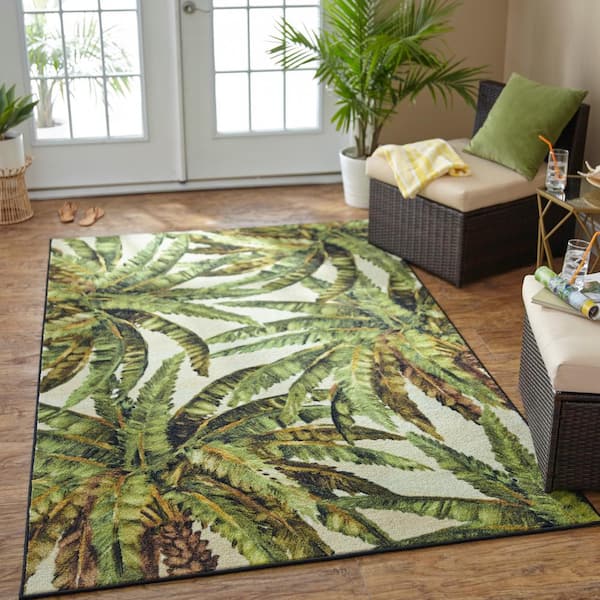 Mohawk Home Verde Palm Green 5 Ft X 8, Palm Tree Design Area Rugs