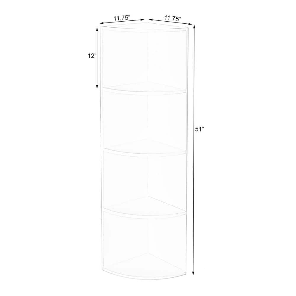Basicwise Black/wood MDF 3 -Shelf Corner Bookcase ( 11.75-Inches W x 51-Inches H x 11.75-Inches D ) Finished