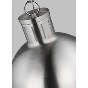 Hanks 1-Light Brushed Nickel Medium Globe Pendant Light with Smooth White Glass Shade