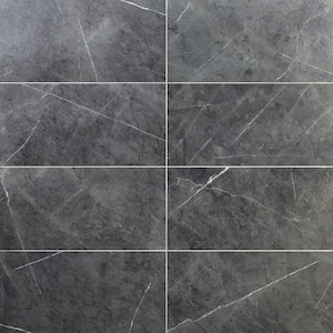 Marmo Dark Gray 11.81 in. x 23.62 in. Matte Marble Look Porcelain Floor and Wall Tile (11.62 sq. ft./Case)