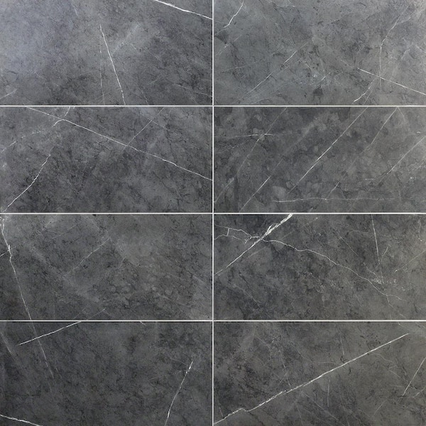 Ivy Hill Tile Marmo Dark Gray 11.81 in. x 23.62 in. Matte Marble Look Porcelain Floor and Wall Tile (11.62 sq. ft./Case)