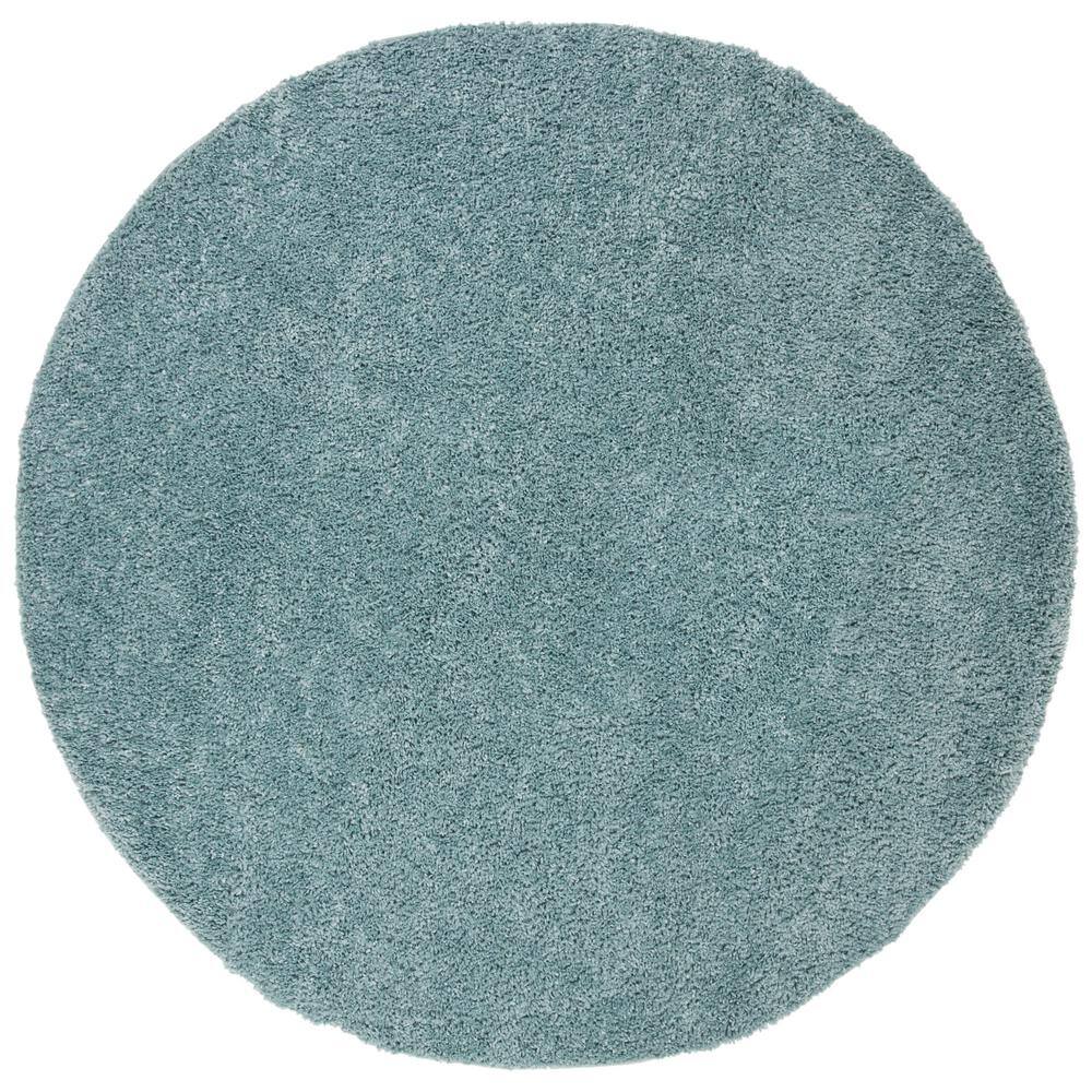 Aqua Round Synthetic Shag Area Rug, 5'3"