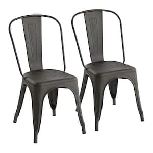 Kricox Gun Metal Tolix Style Stackable Side Chairs (Set of 2)